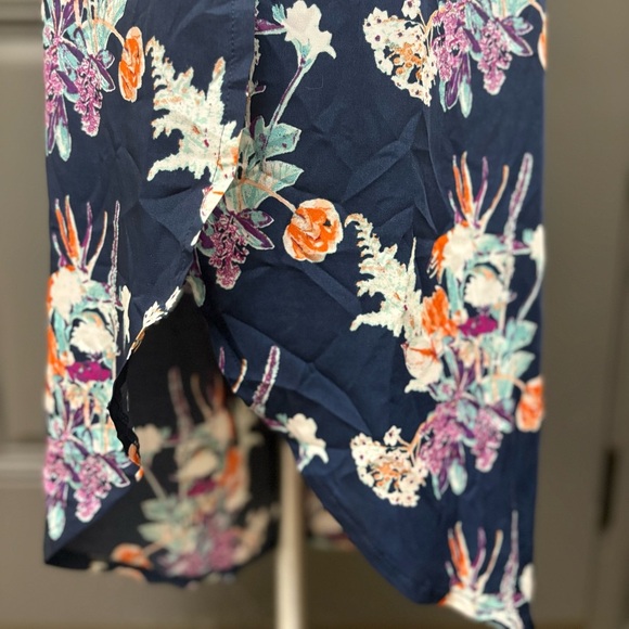 World Market Indigo Paradise Floral Pattern Wide leg Pull on Pants - Picture 5 of 8